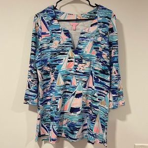 Lilly Pulitzer justina top sailboat print long sleeve Medium